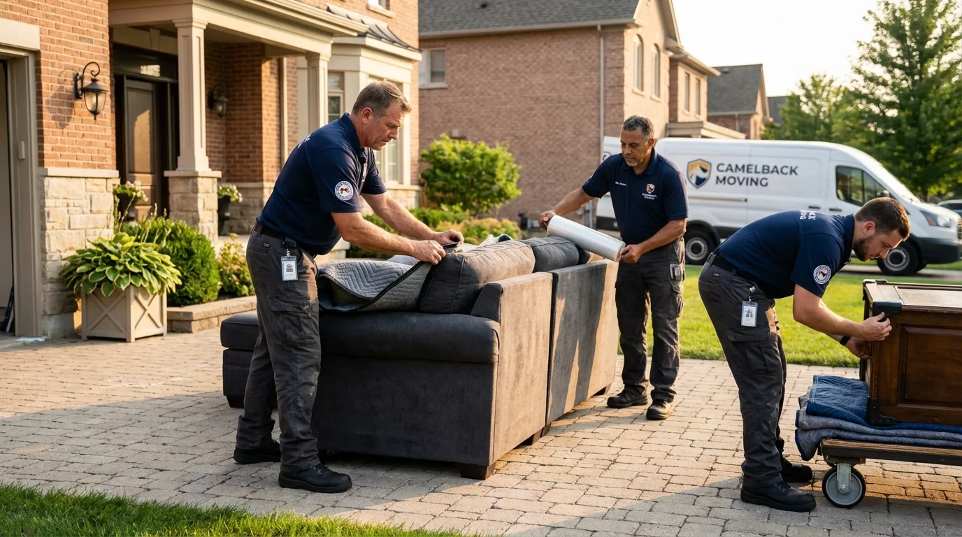 Large estate moving crew wrapping furniture in Burgaw, NC